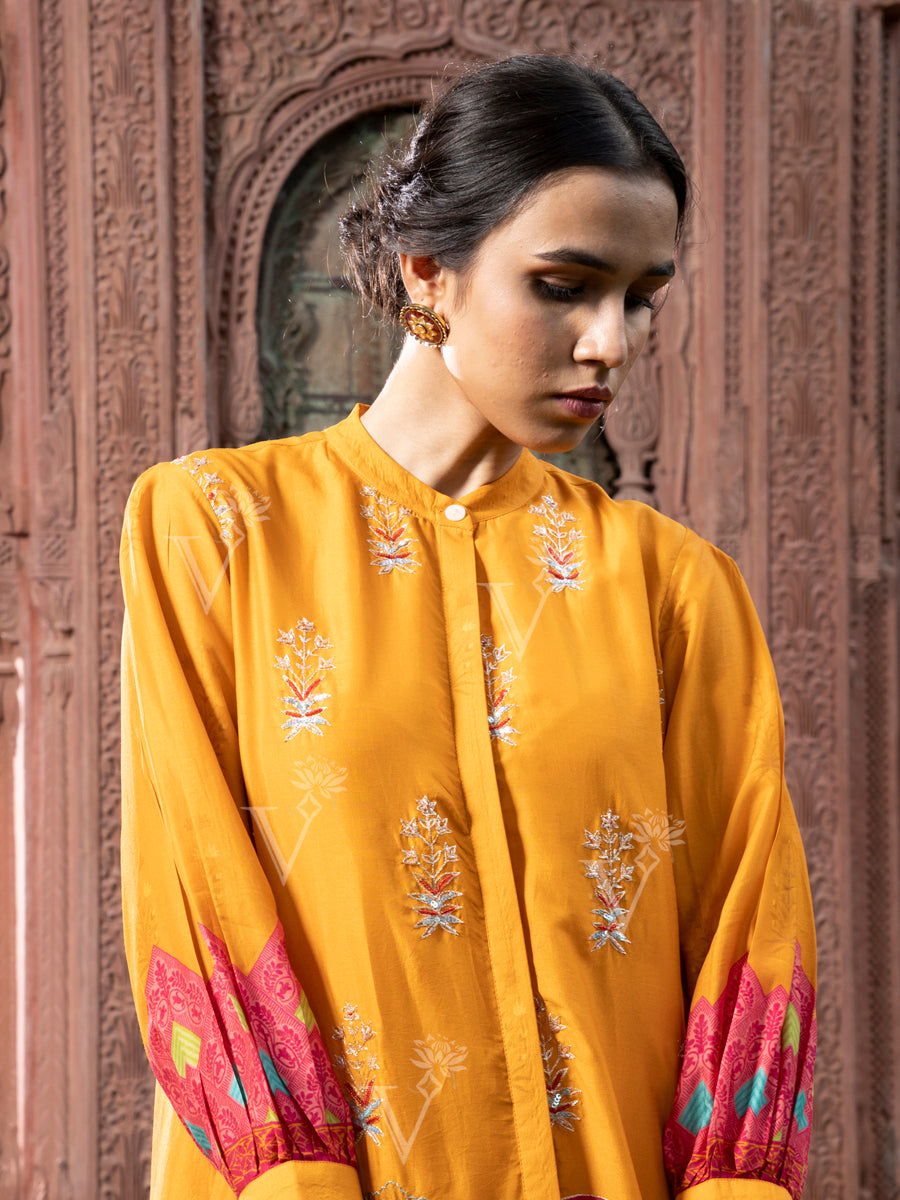 Yellow Vasansi Silk Embroidered Co-ord Set
