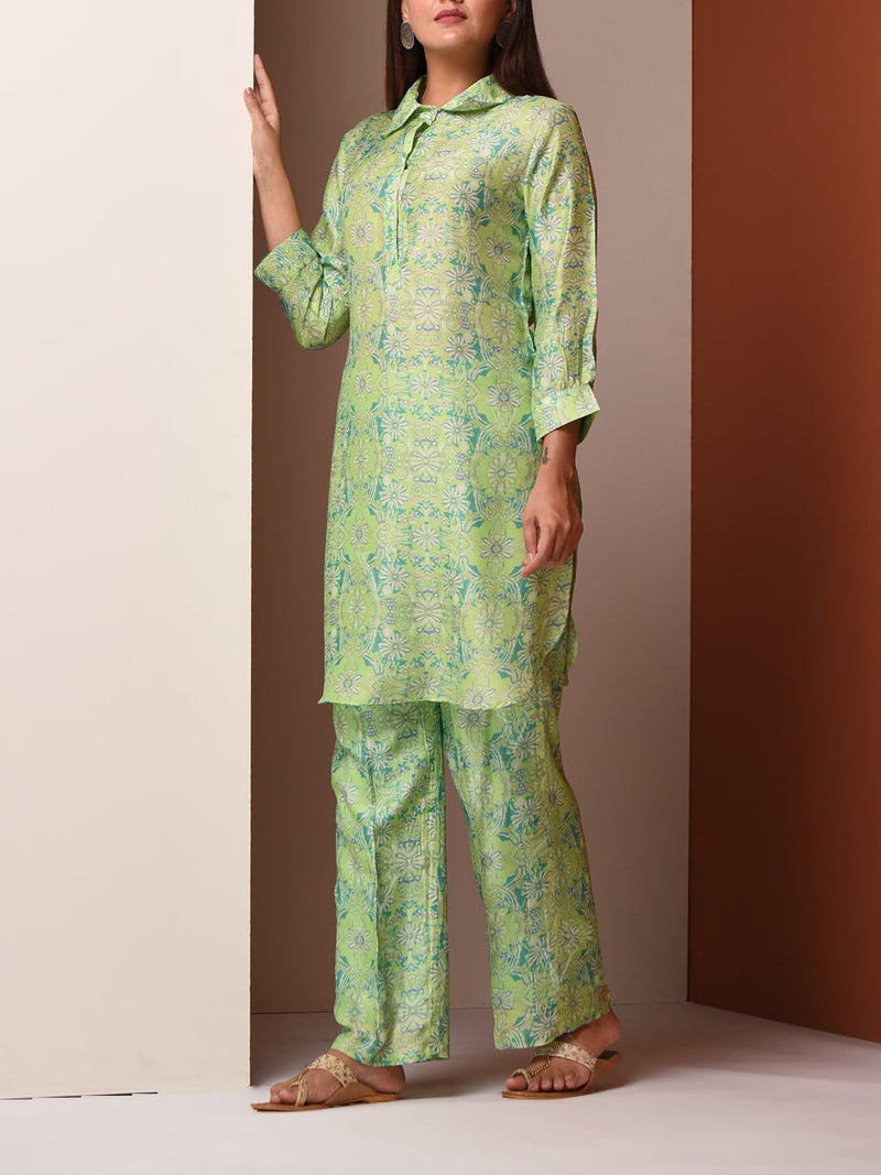 Green Vasansi Silk Pant Set