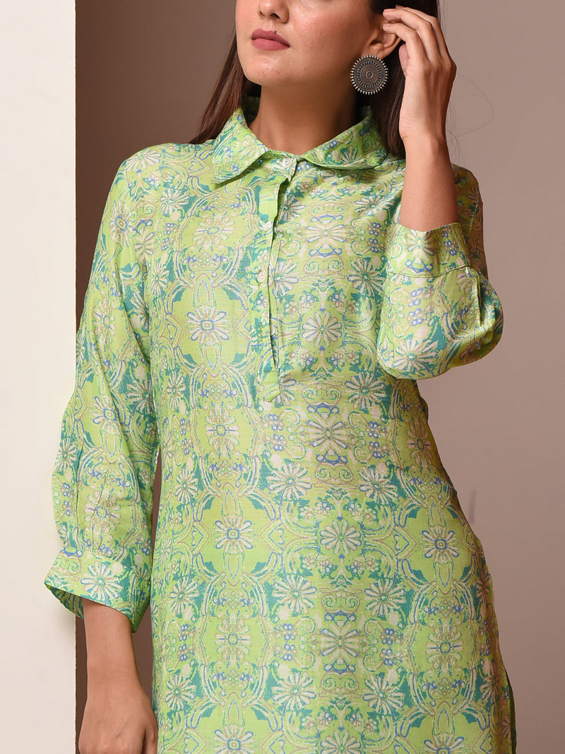 Green Vasansi Silk Pant Set