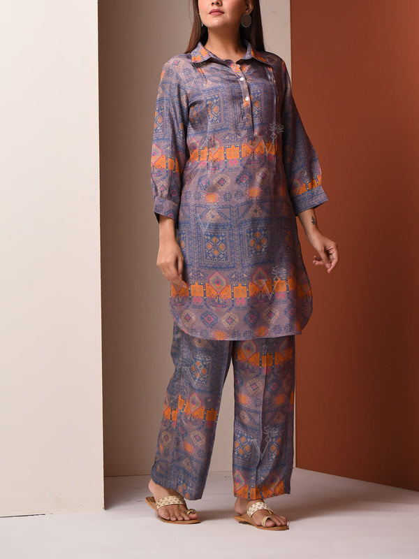 Grey Vasansi Silk Pant Set
