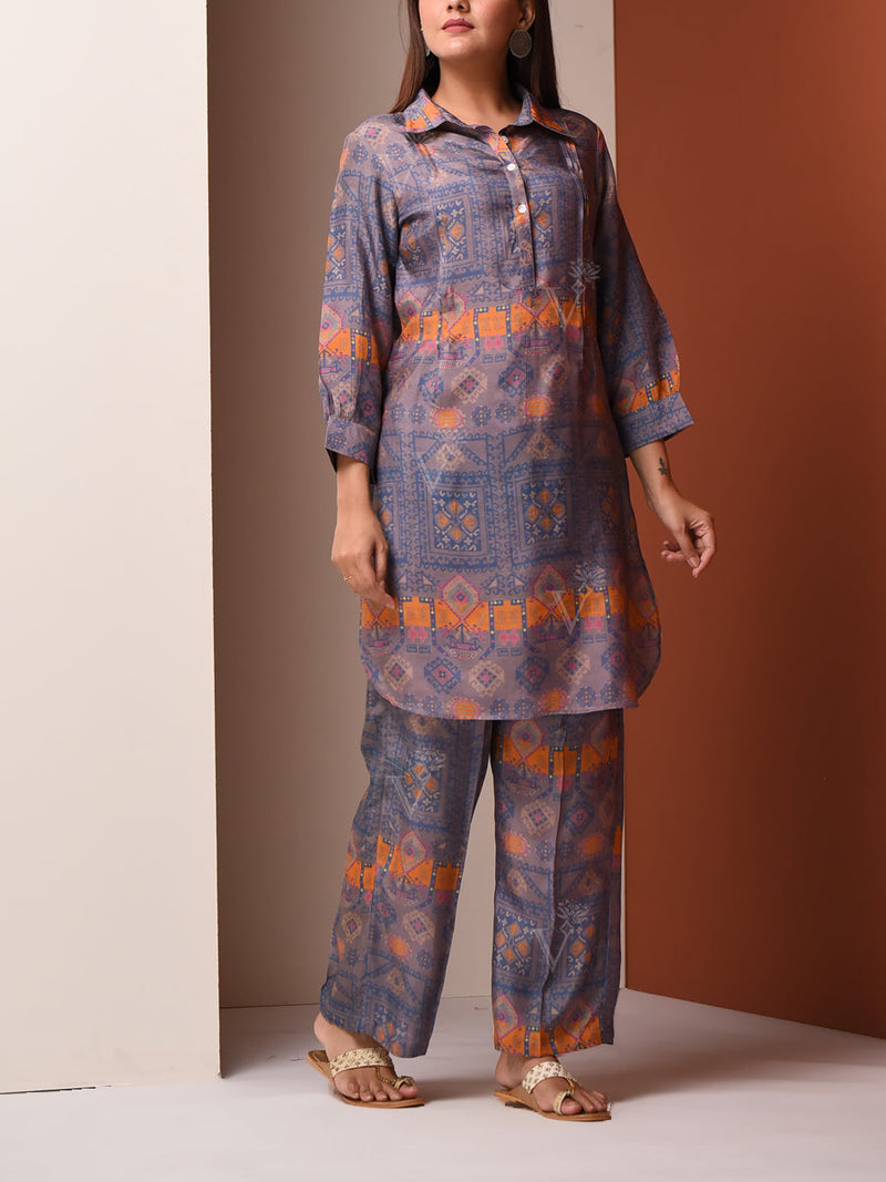 Grey Vasansi Silk Pant Set