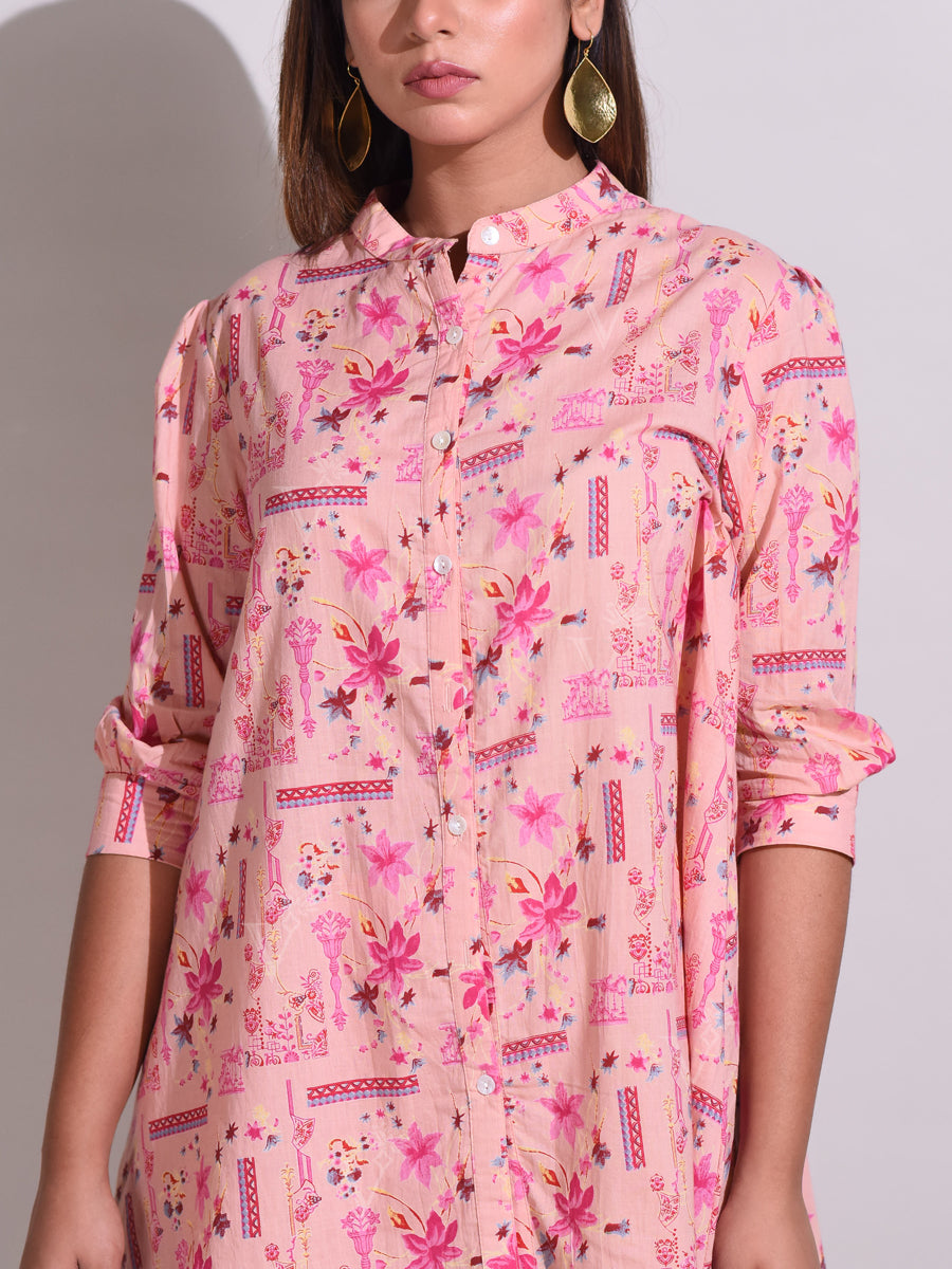 Peach Handcrafted Cotton Pant Set