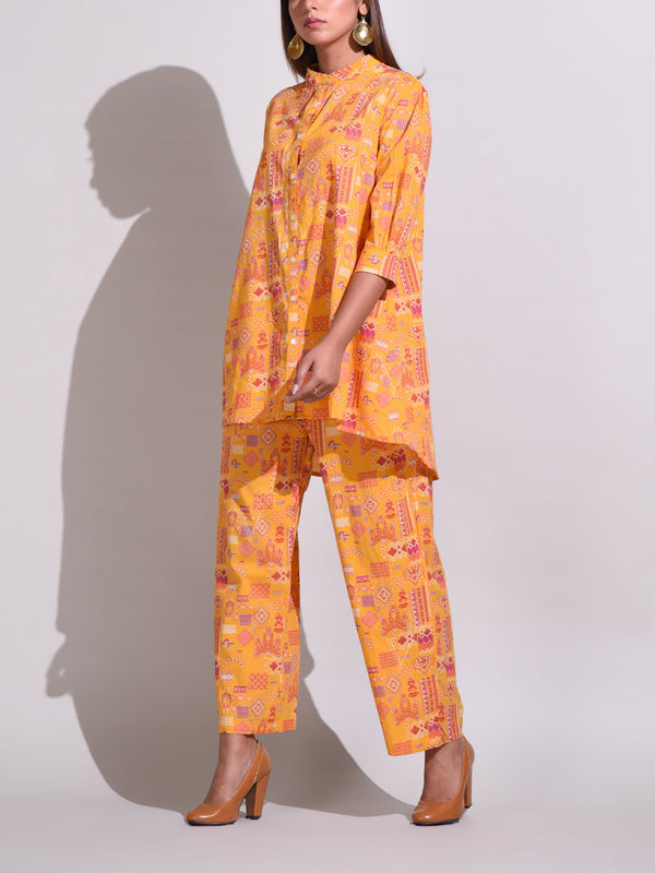 Mustard Handcrafted Cotton Pant Set