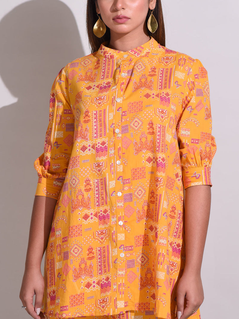 Mustard Handcrafted Cotton Pant Set