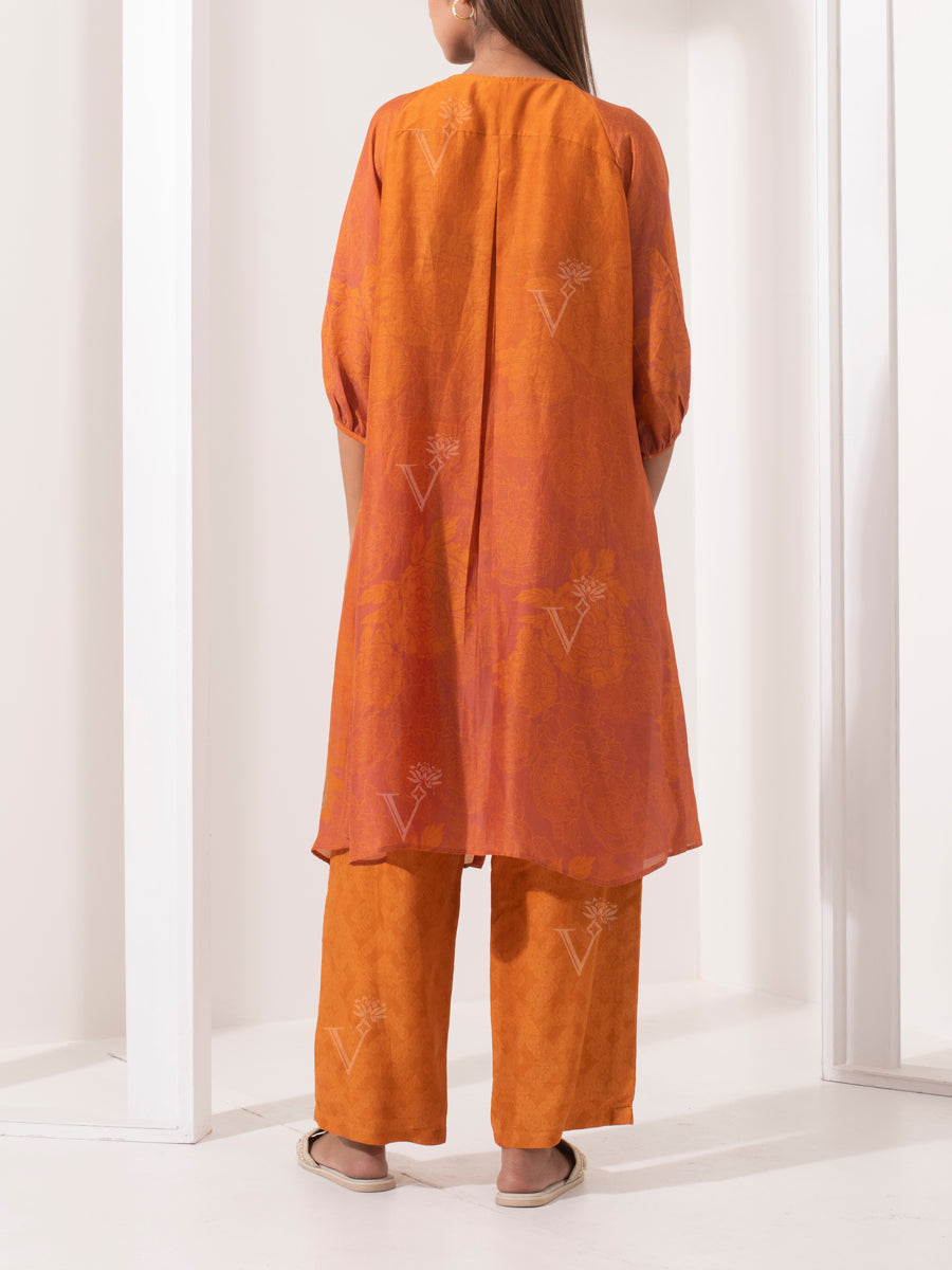 Orange Silk Pant Set