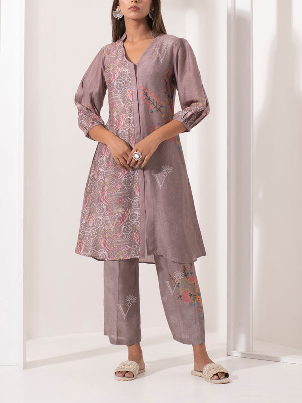 Mauve Silk Pant Set