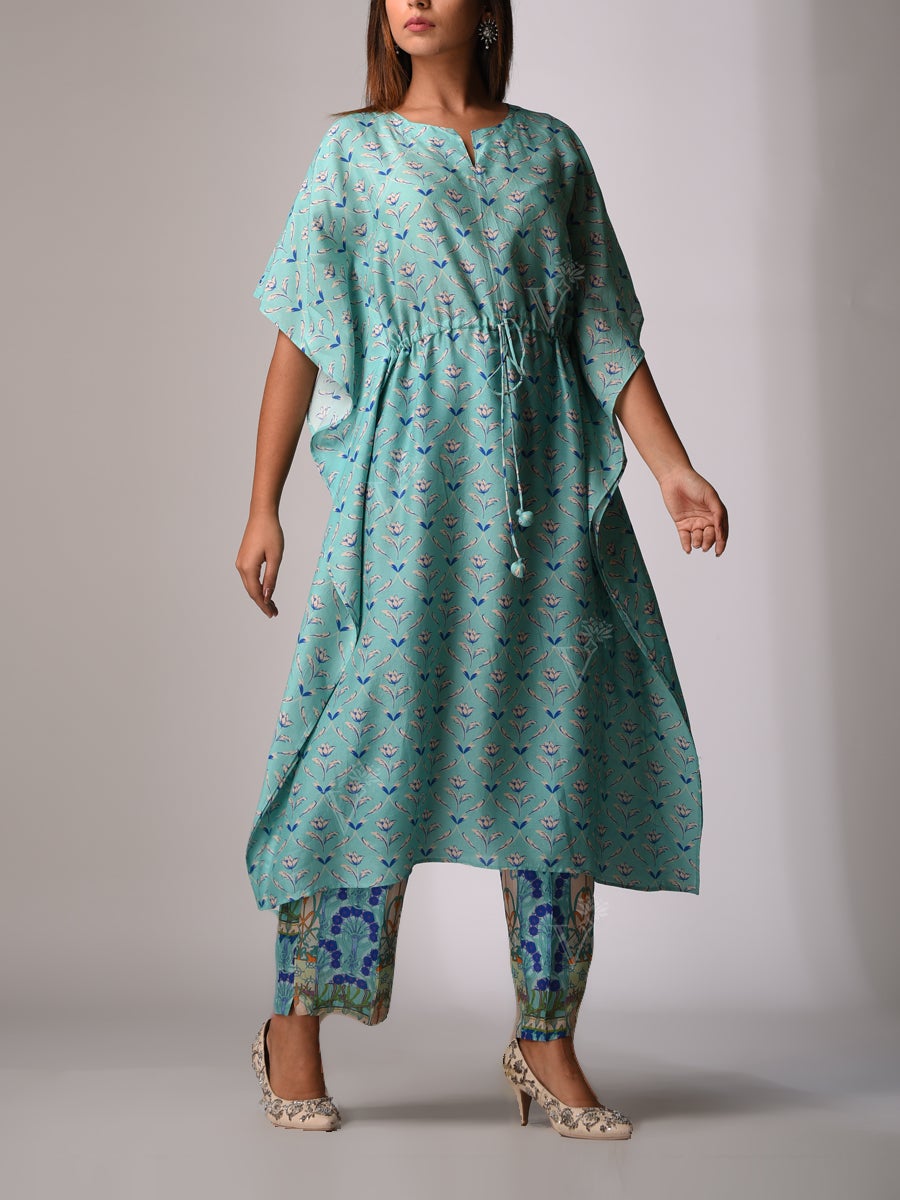 Aqua Blue Bemberg - Silk Kaftan Set