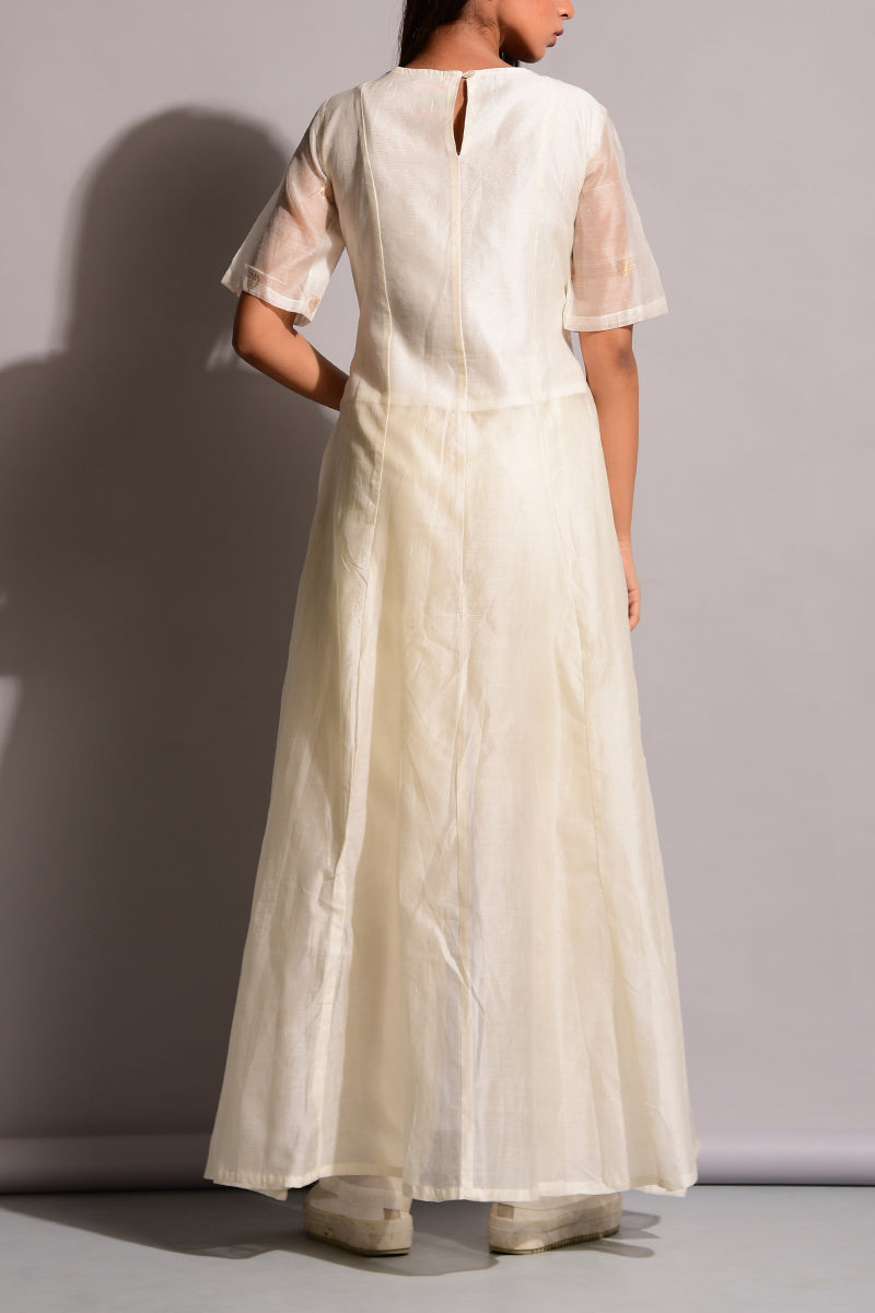 Chanderi Front Open Long Tunic